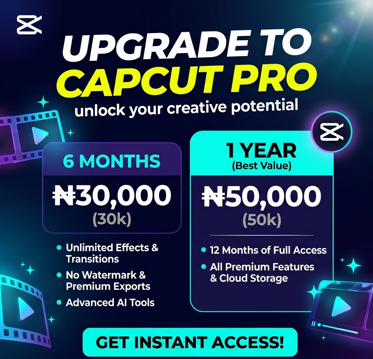 CapCut Pro offer banner
